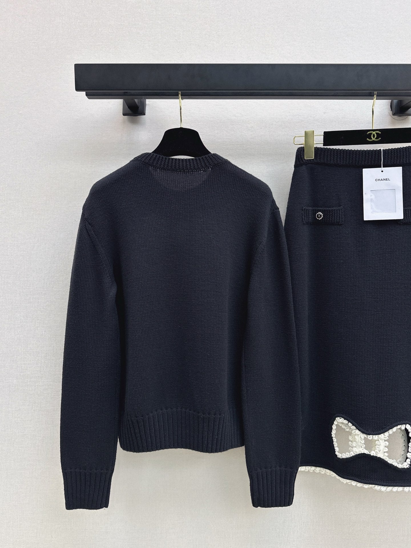 Chan NEW wool hollow bow suit