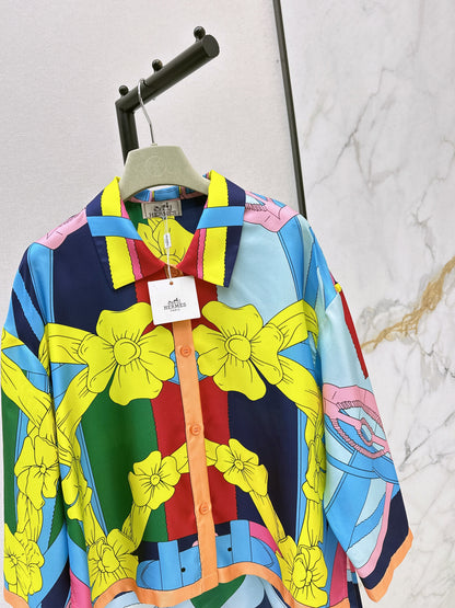 Herm NEW printed silk shirt