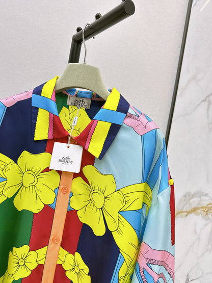 Herm NEW printed silk shirt