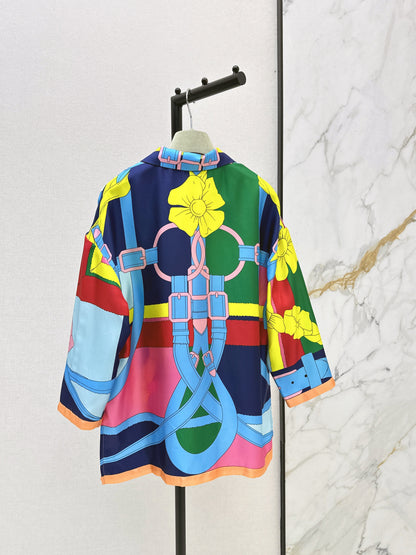 Herm NEW printed silk shirt