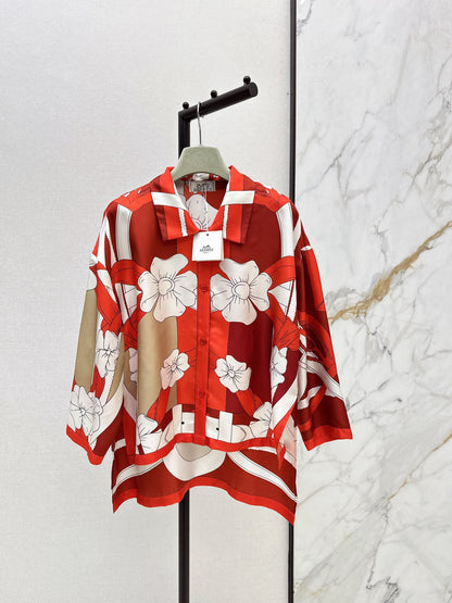 Herm NEW printed silk shirt