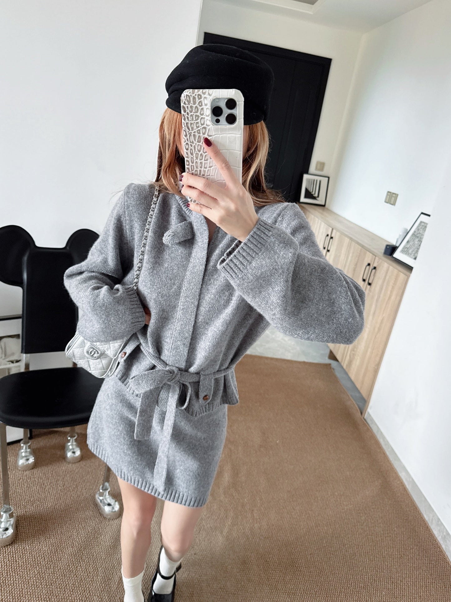 Loro NEW Zippered cardigan skirt set