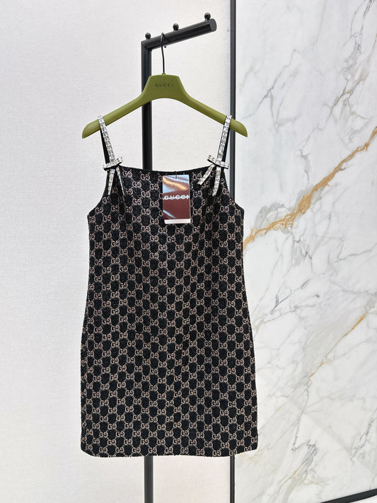 Guc NEW dimon crystal diamond woven slip dress