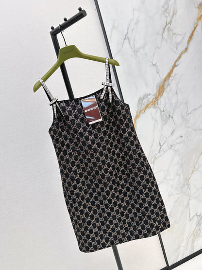 Guc NEW dimon crystal diamond woven slip dress