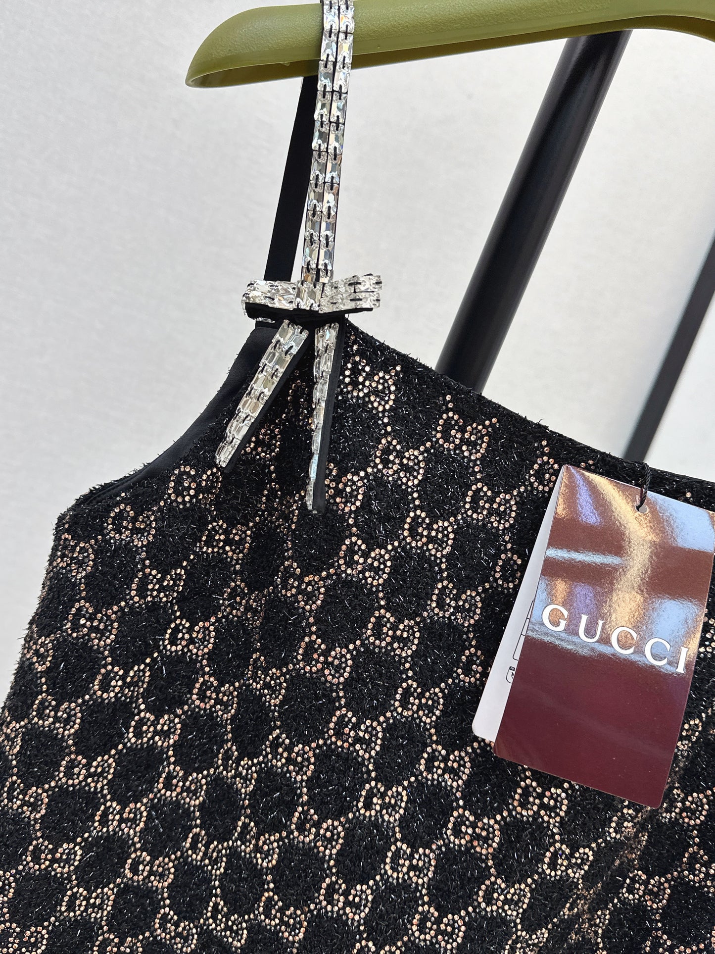 Guc NEW dimon crystal diamond woven slip dress