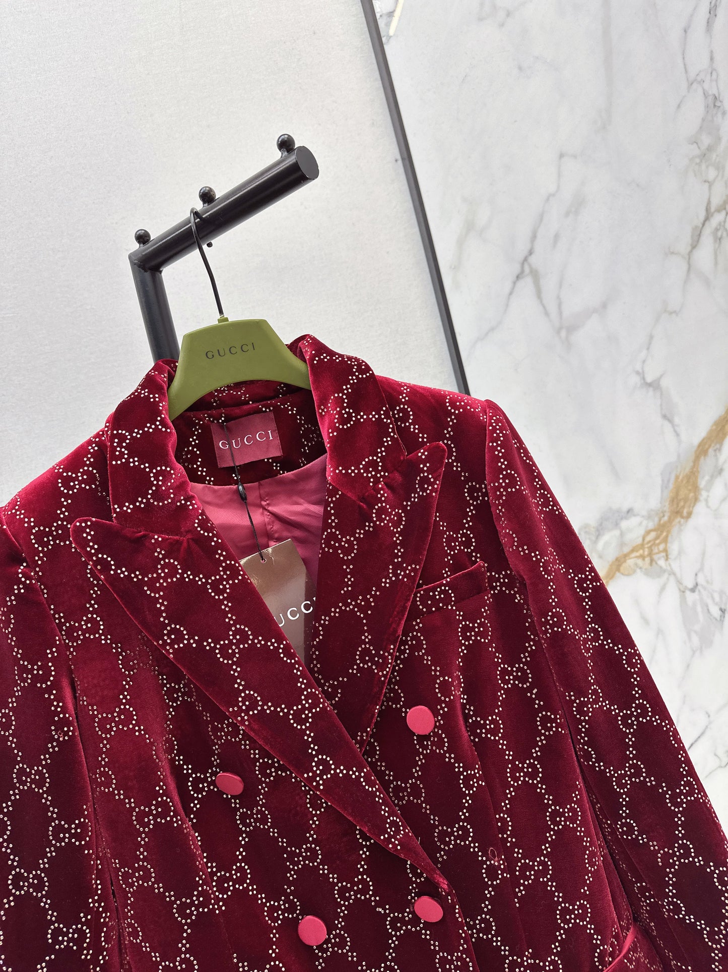 Guc NEW rhinestone velvet blazer