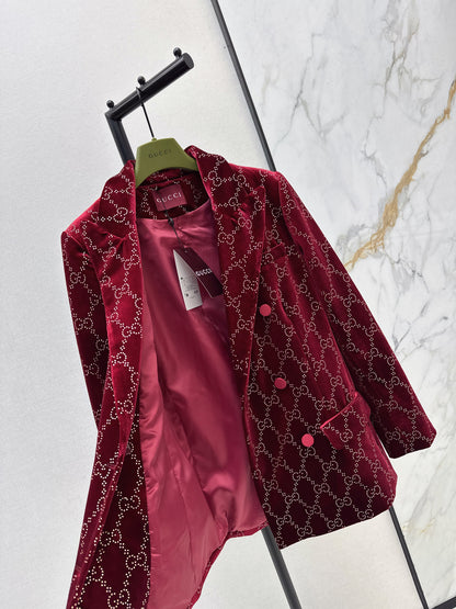 Guc NEW rhinestone velvet blazer