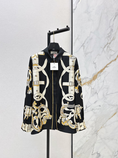 Herm NEW printed silk shirt