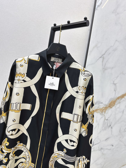 Herm NEW printed silk shirt