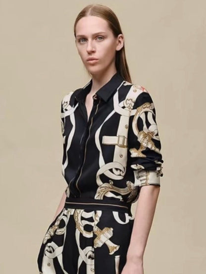 Herm NEW printed silk shirt