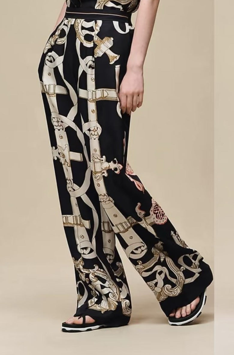 Herm NEW printed silk wide-leg trousers
