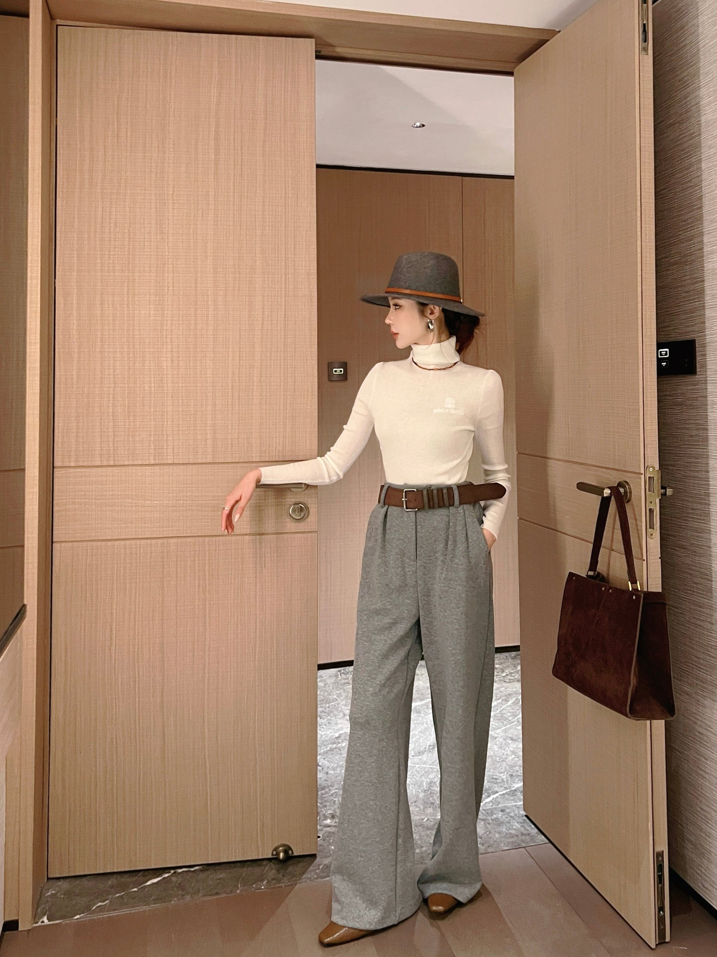 Ral NEW straight pants with belted