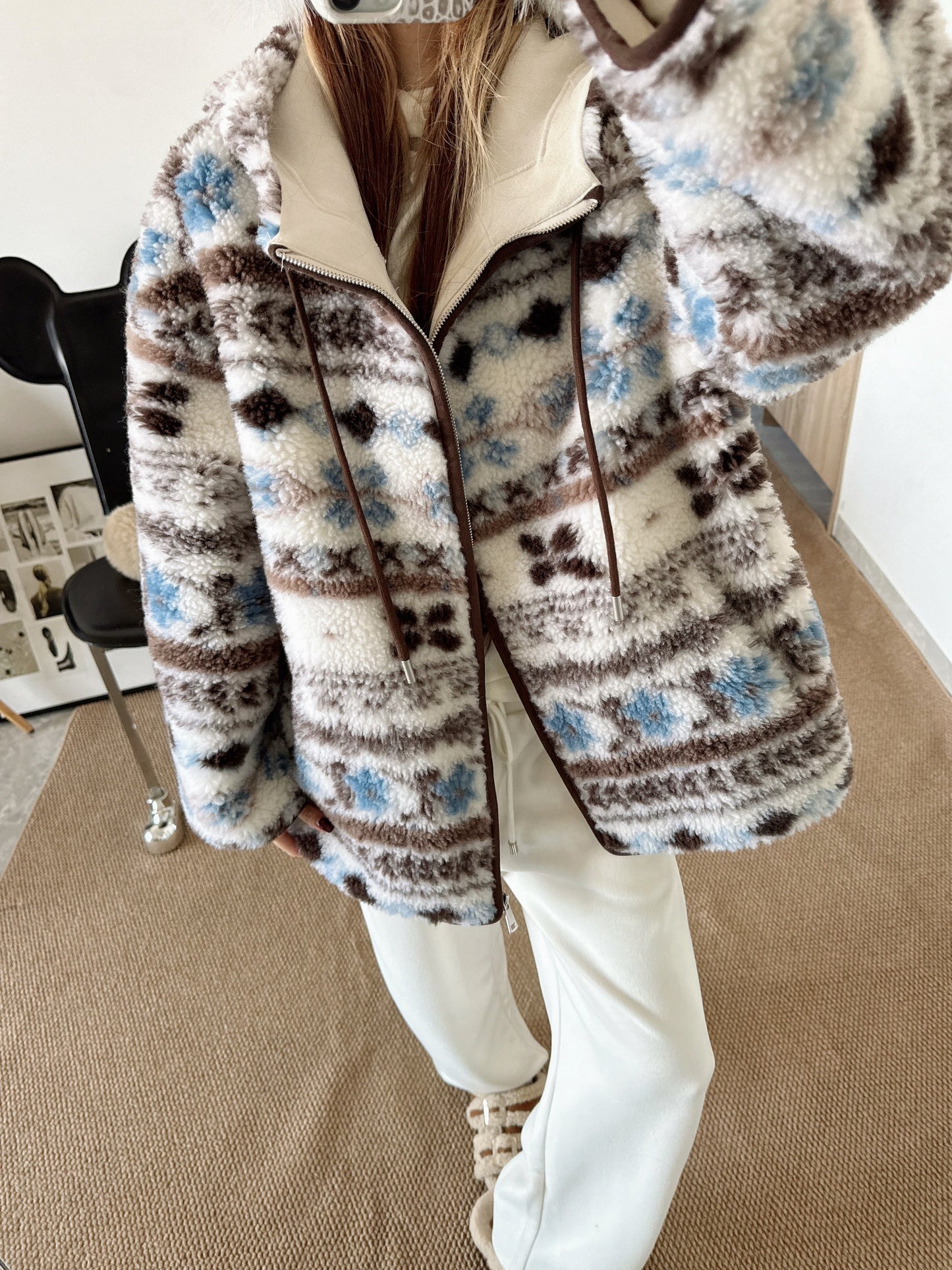 Loro NEW fair isle fleece jacket