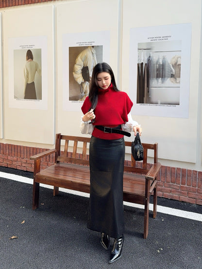 Brun NEW sleeveless sweater with belted