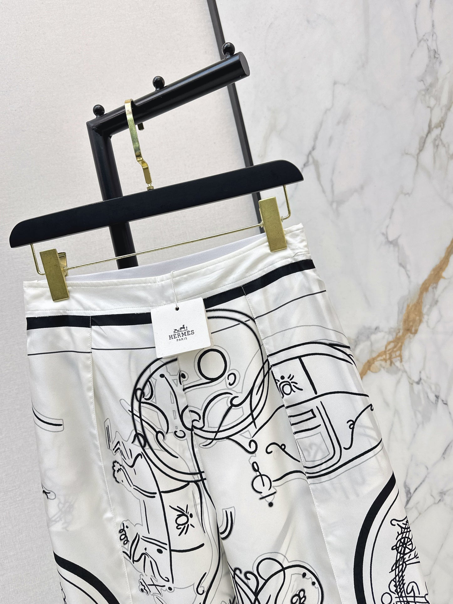 Herm NEW printed silk wide-leg trousers