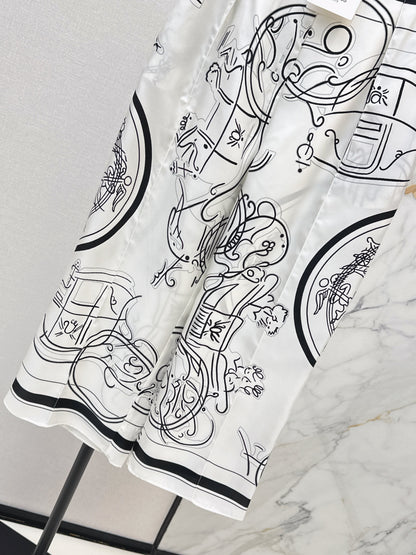 Herm NEW printed silk wide-leg trousers