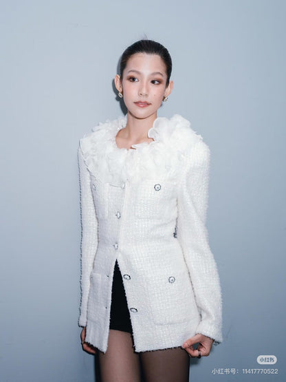 Chan NEW layered ruffle collar jacket