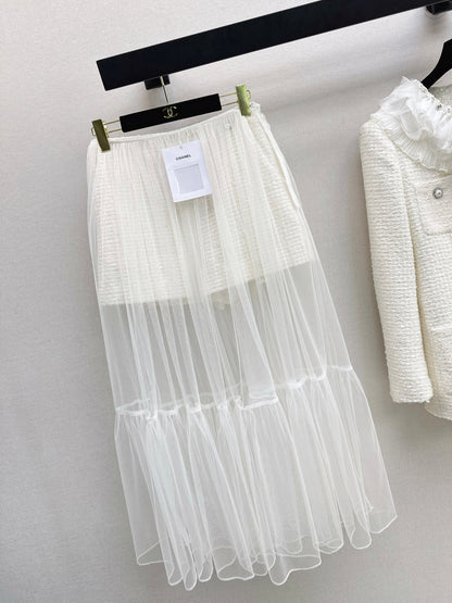 Chan NEW woven short+mesh skirts
