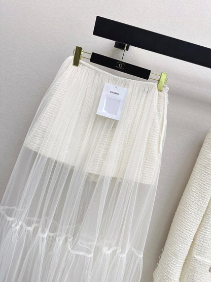 Chan NEW woven short+mesh skirts