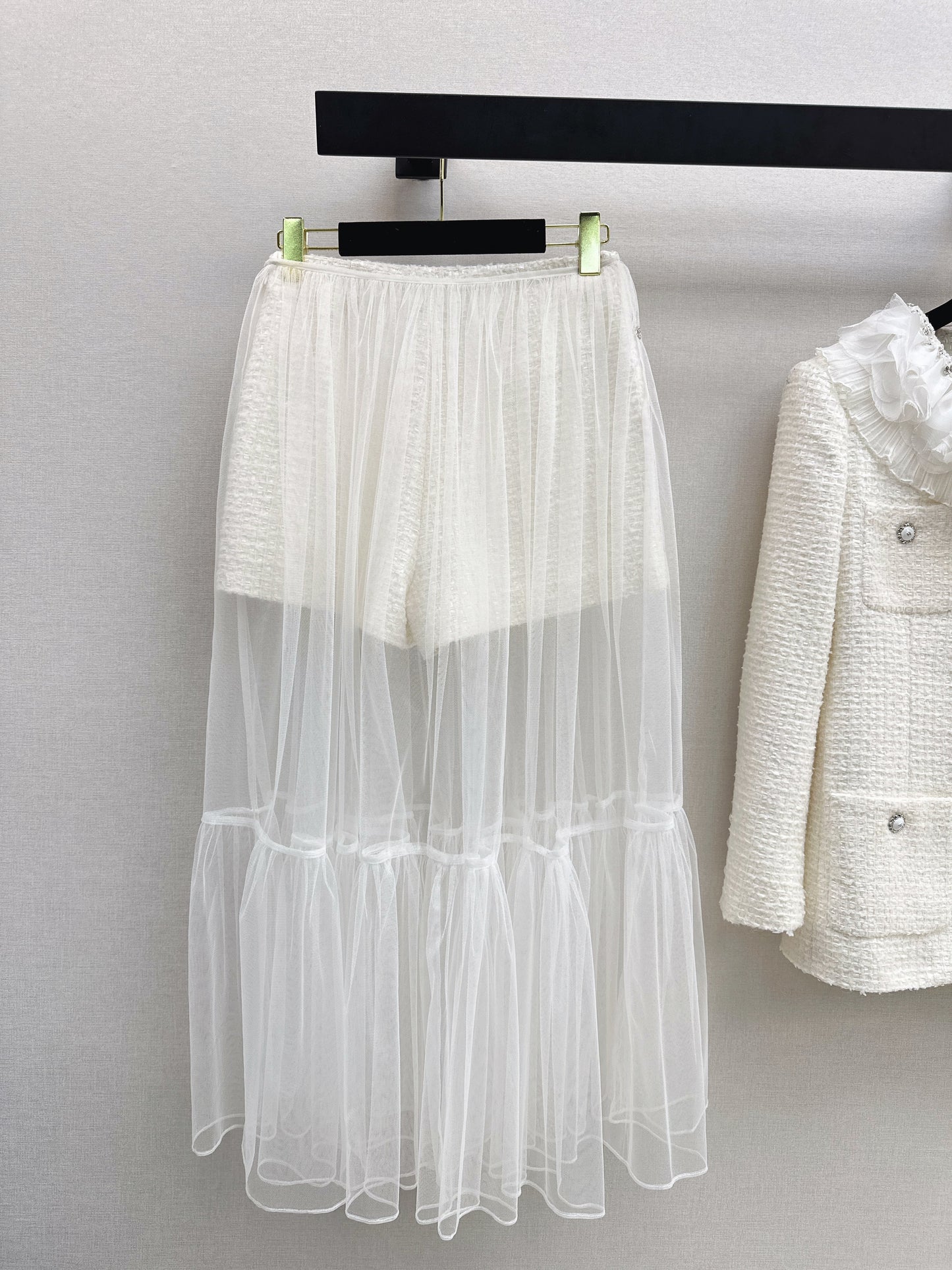 Chan NEW woven short+mesh skirts