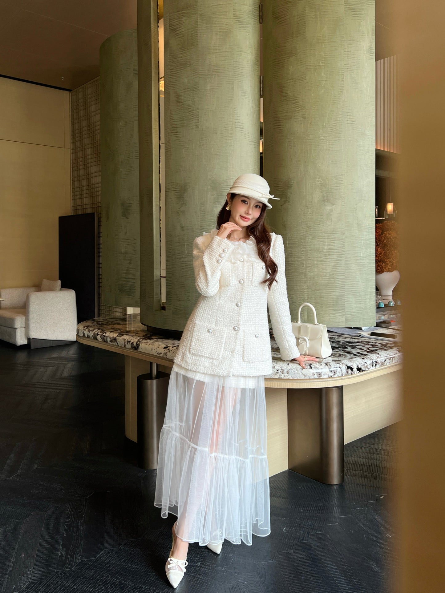 Chan NEW woven short+mesh skirts