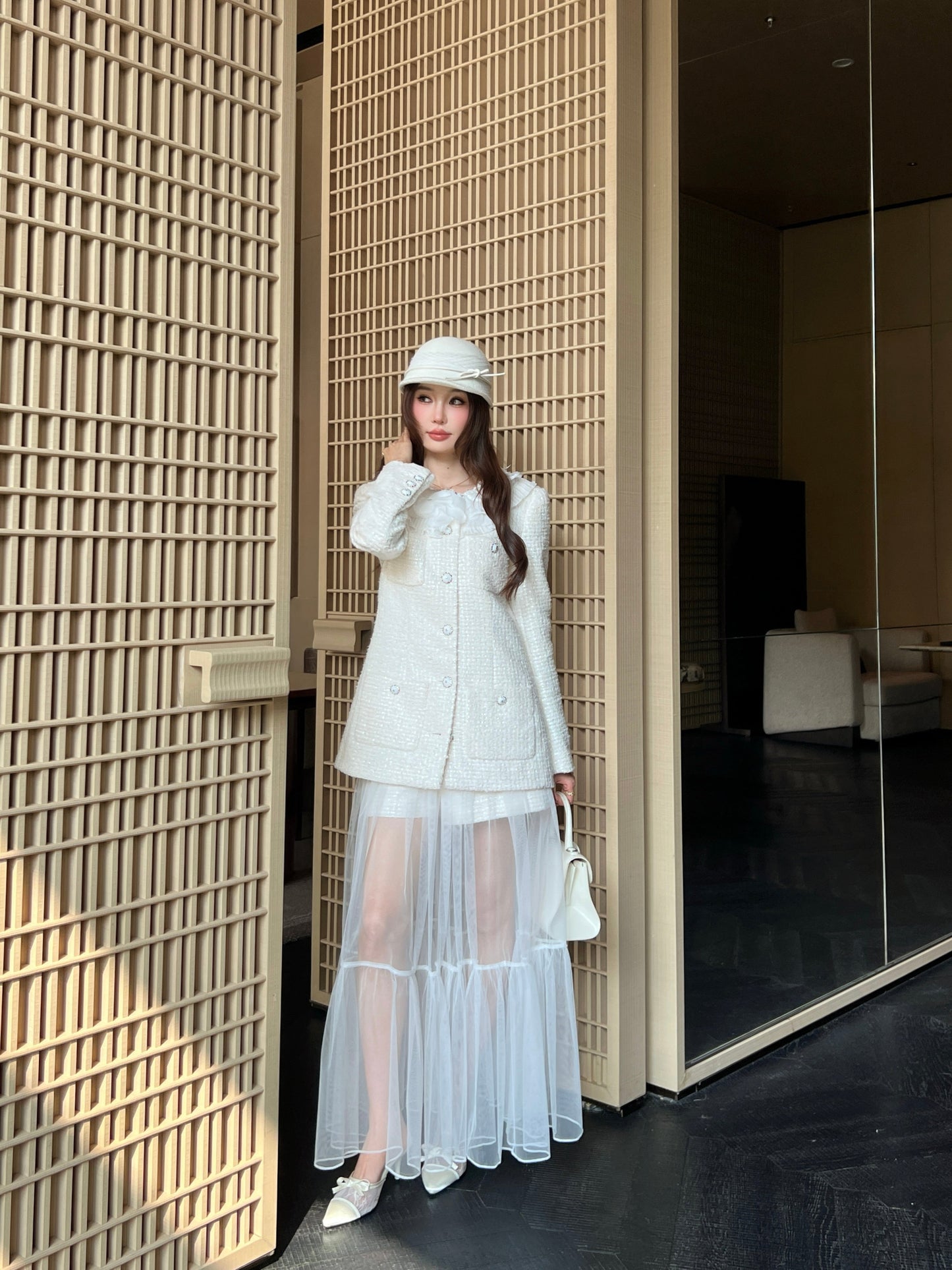 Chan NEW woven short+mesh skirts