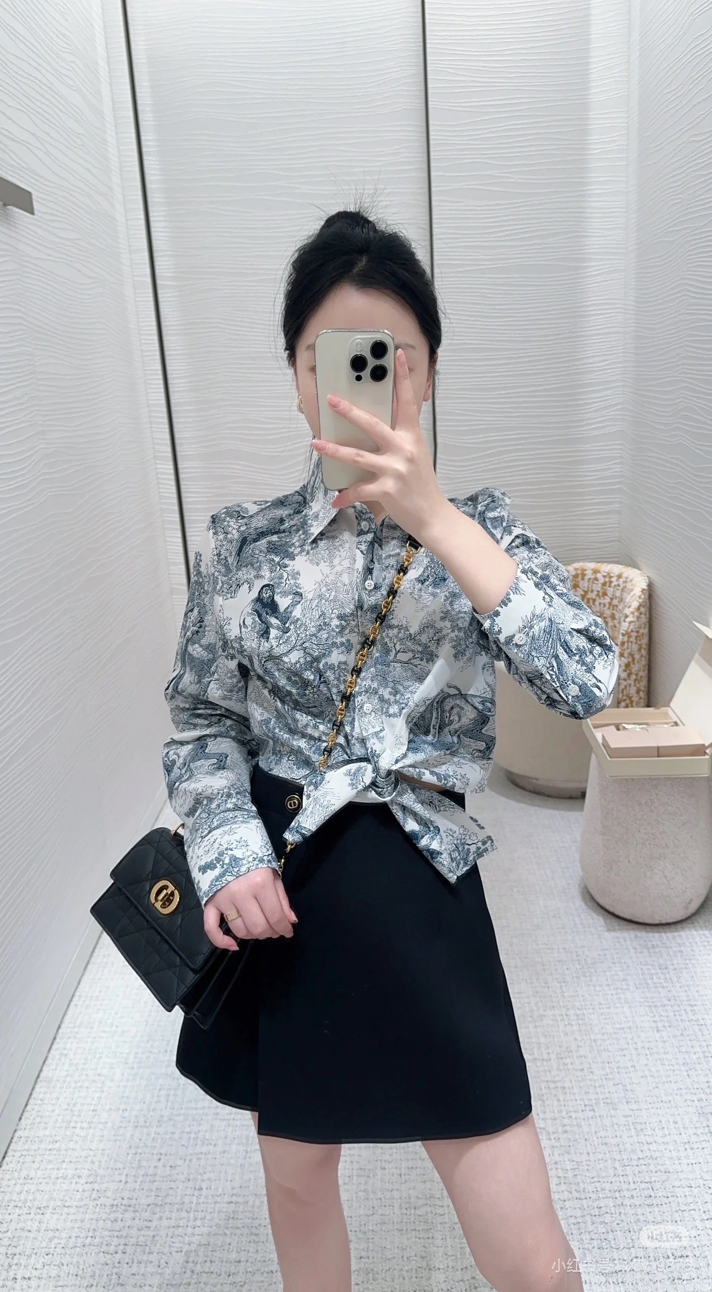 CD NEW cropped tie-front shirt