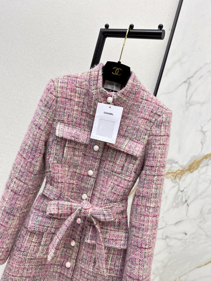 Chan NEW check tweed coat dress