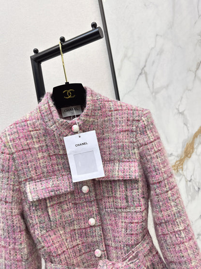 Chan NEW check tweed coat dress