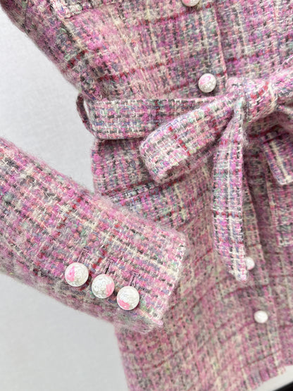 Chan NEW check tweed coat dress