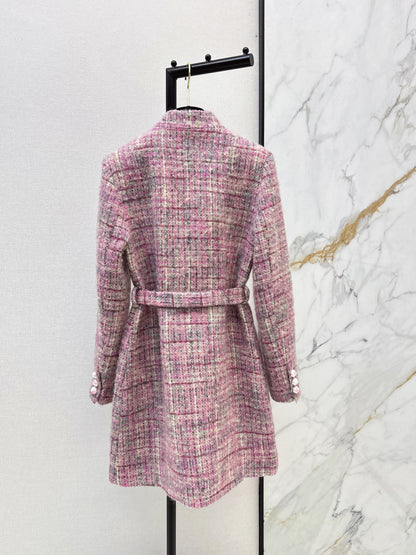 Chan NEW check tweed coat dress