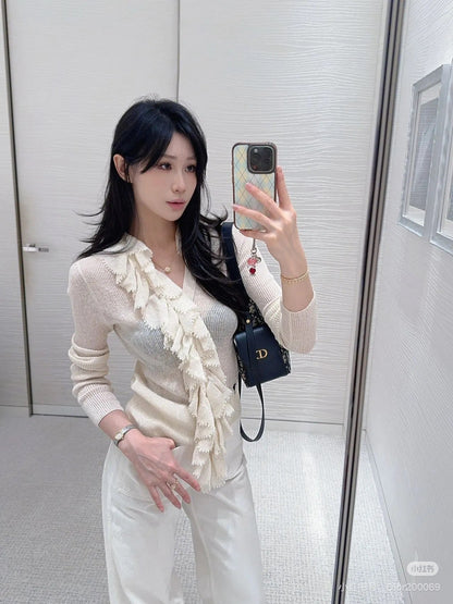 CD NEW detachable lace collar cardigan