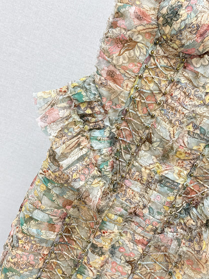 Zimm NEW silk strapless floral print dress