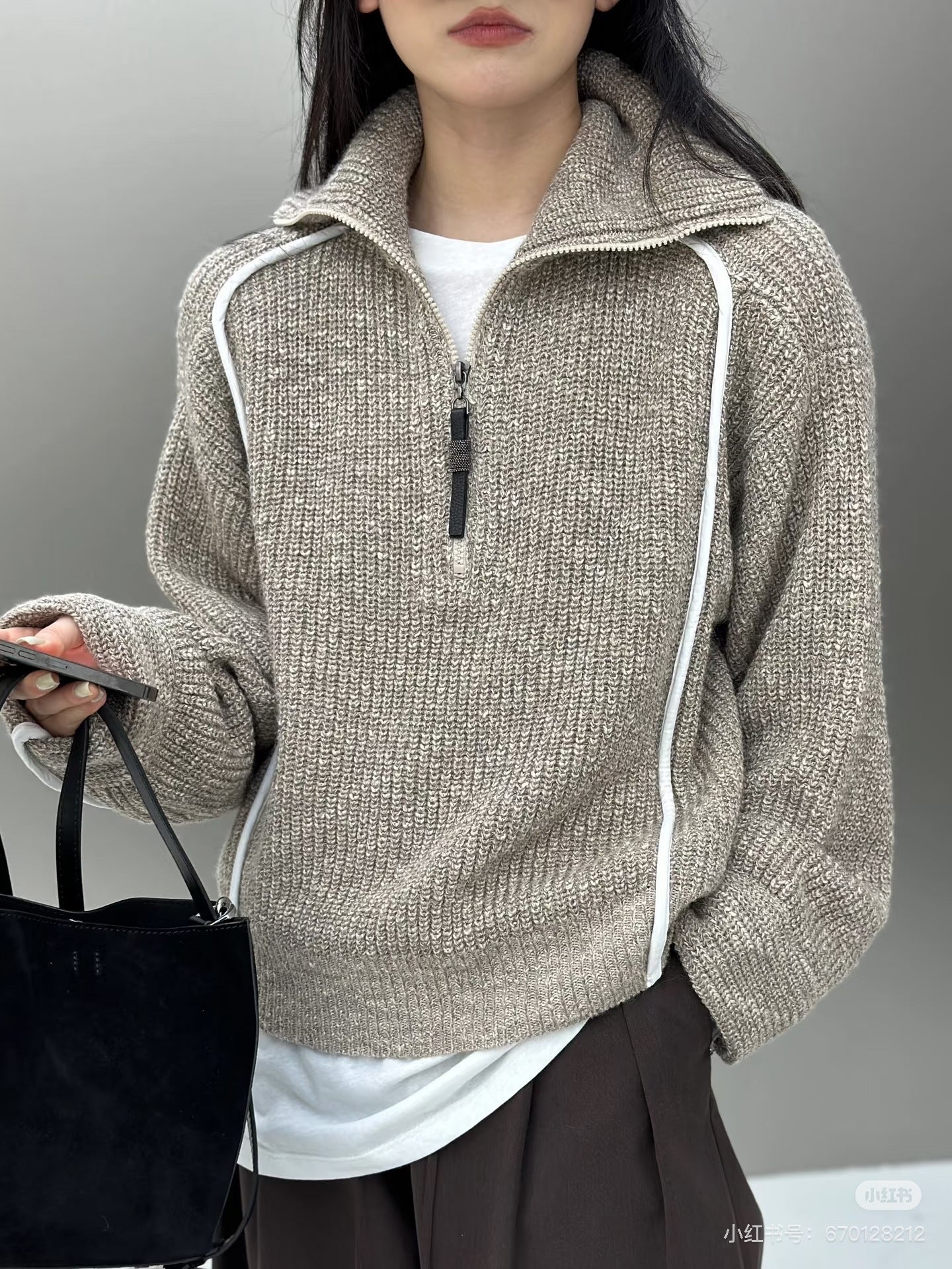 Brun NEW zip-up sweater
