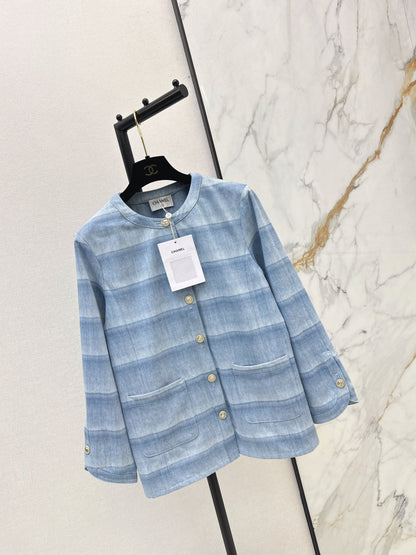 Chan NEW  laser-washed stripeddenim jacket