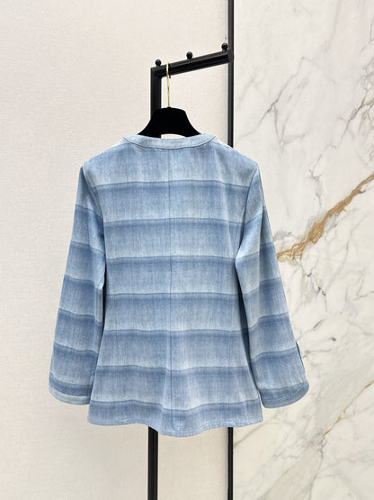 Chan NEW  laser-washed stripeddenim jacket