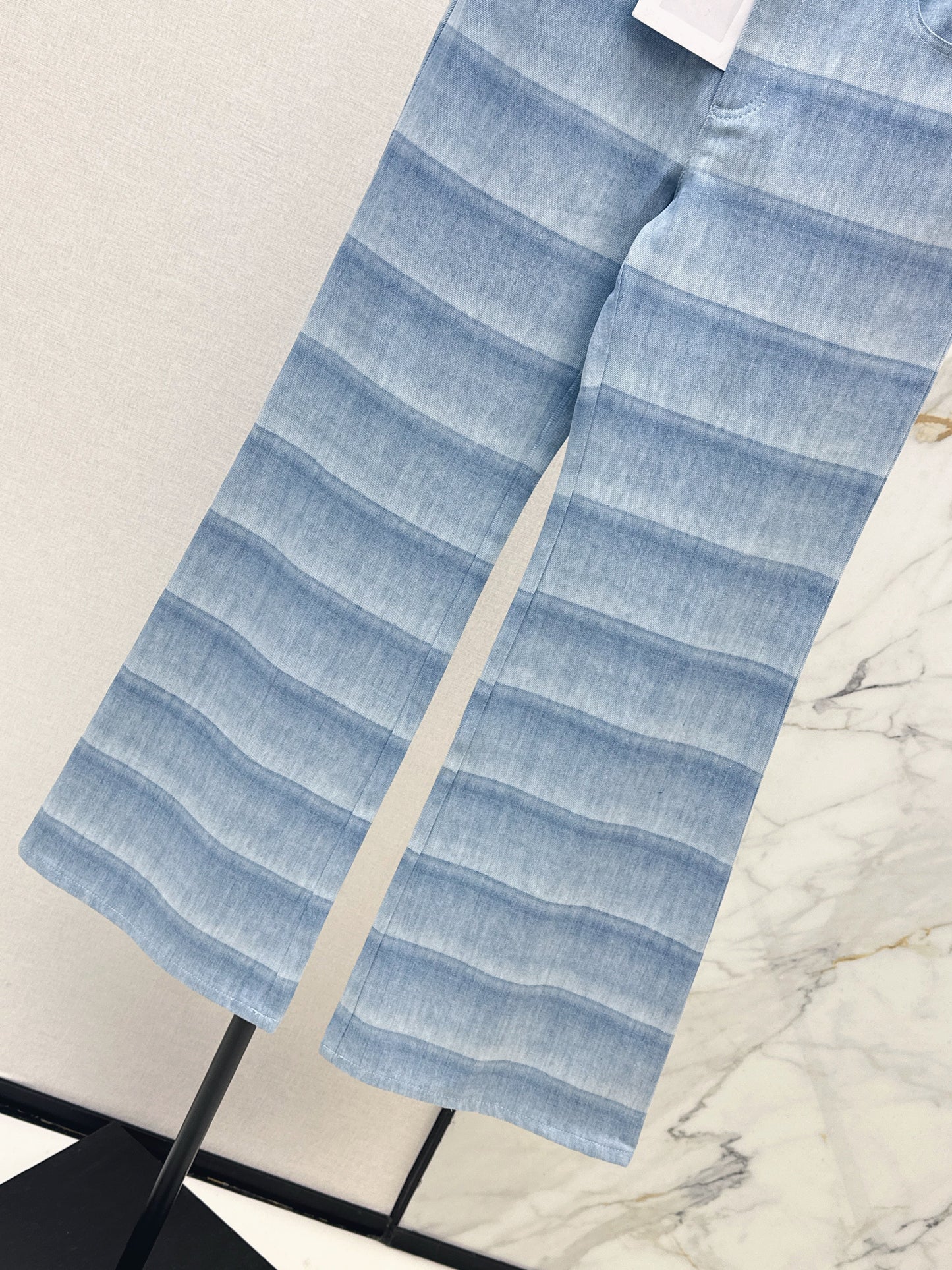 Chan NEW  laser-washed stripeddenim jeans