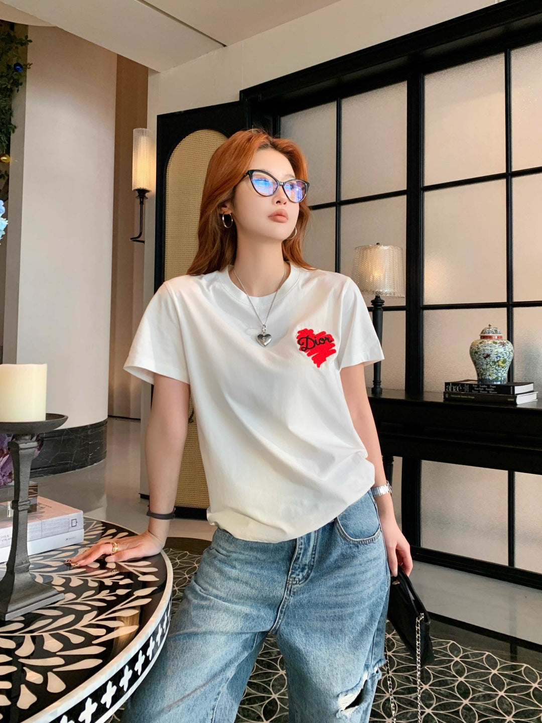 CD NEW heart print t-shirt