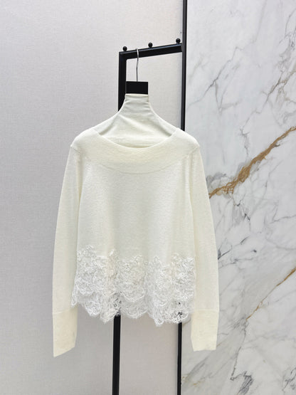 Es NEW embroidery lace sweater