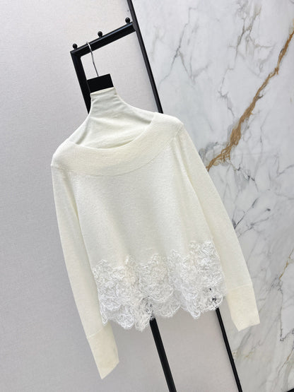Es NEW embroidery lace sweater