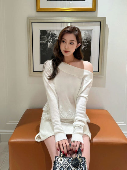 Es NEW embroidery lace sweater