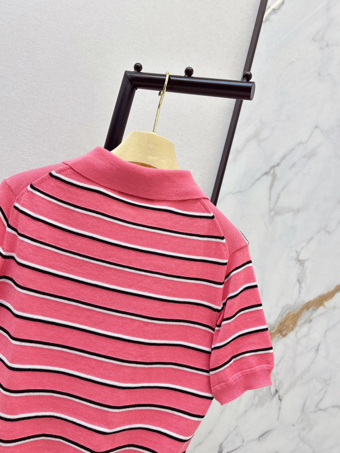 Miu NEW stripe polo knit sweater
