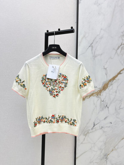 CD NEW embroidered short-sleeved sweater