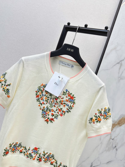 CD NEW embroidered short-sleeved sweater