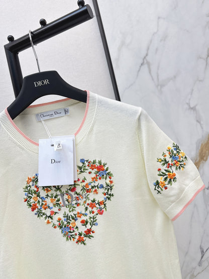 CD NEW embroidered short-sleeved sweater