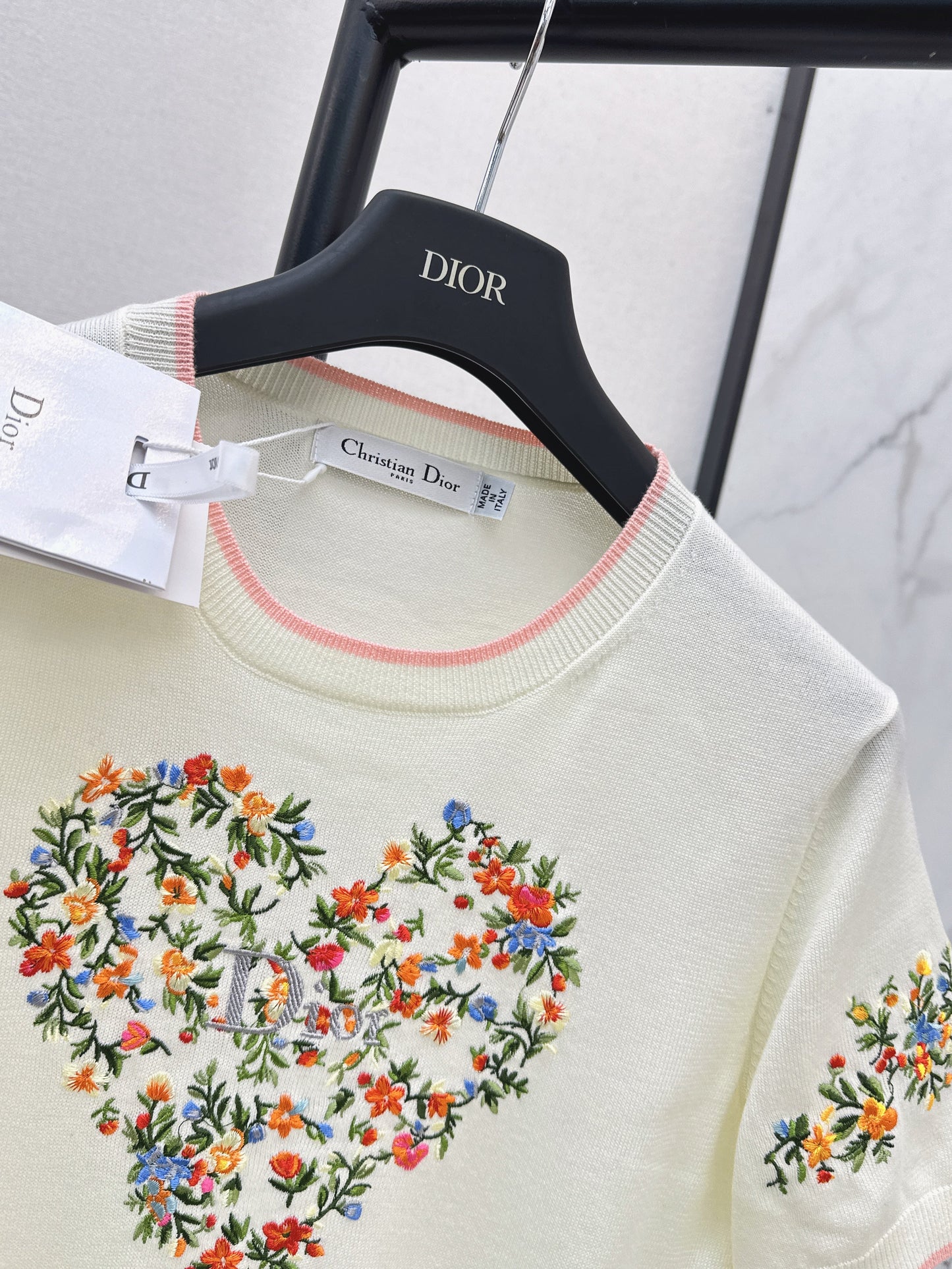 CD NEW embroidered short-sleeved sweater