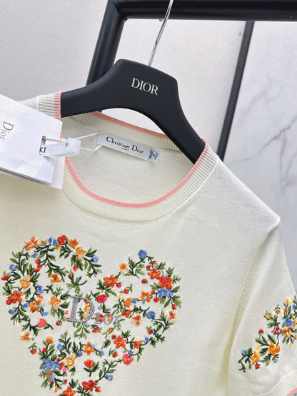 CD NEW embroidered short-sleeved sweater