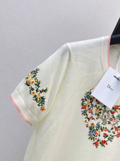 CD NEW embroidered short-sleeved sweater