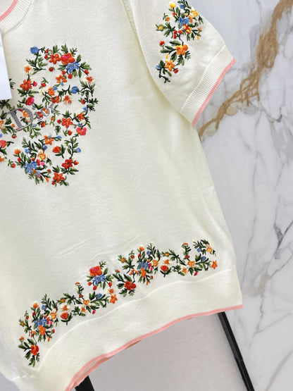 CD NEW embroidered short-sleeved sweater