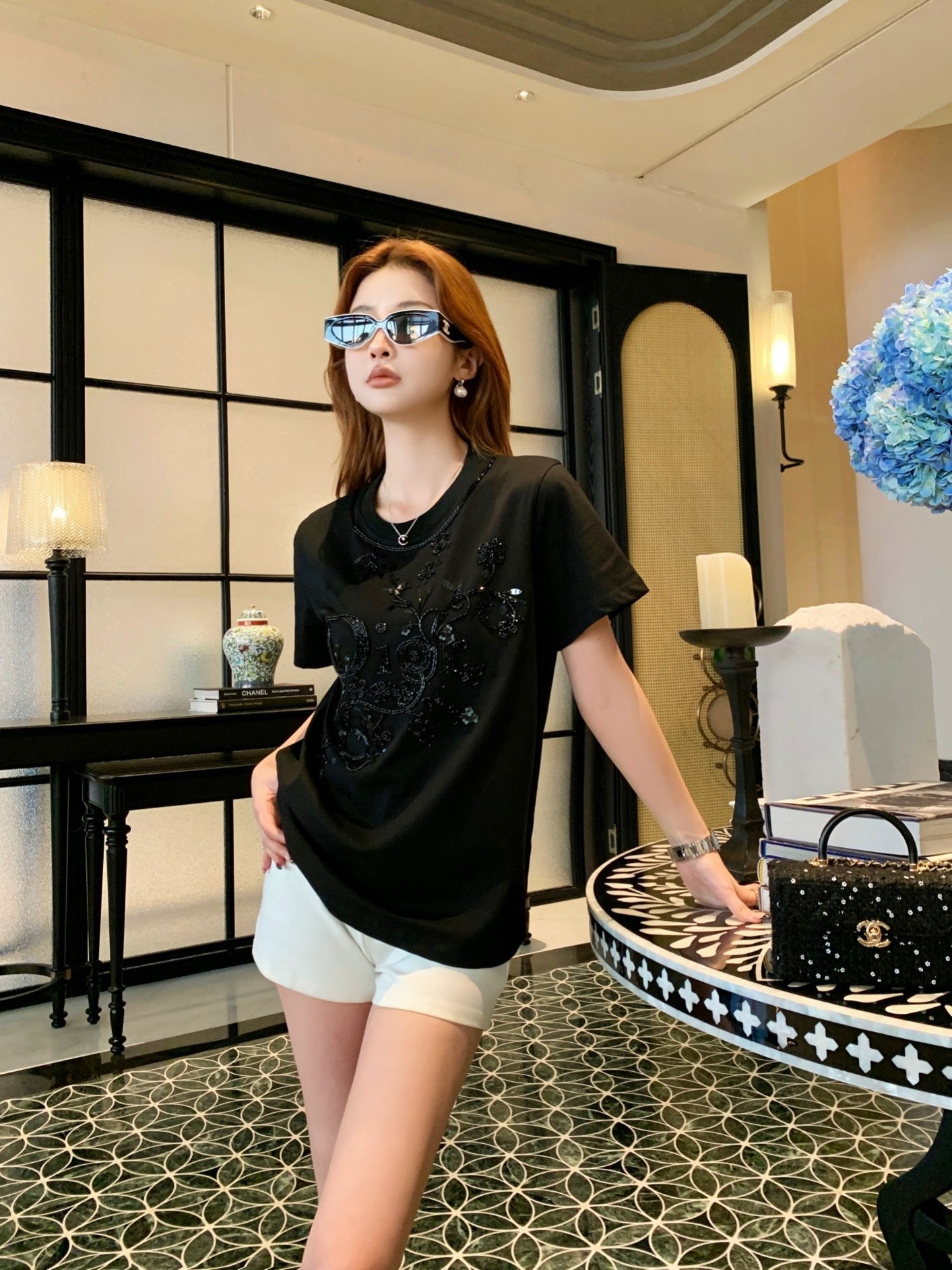 CD NEW 3d embroidery beading t-shirts